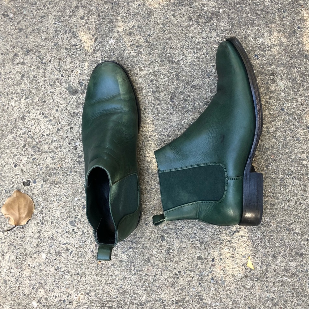 Green leather Chelsea boots from COS